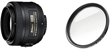 Nikon AF-S DX Nikkor 35mm 1:1,8G Objektiv (52mm Filtergewinde) & Walimex Pro UV-Filter Slim MC 52 mm (inkl. Schutzhülle)
