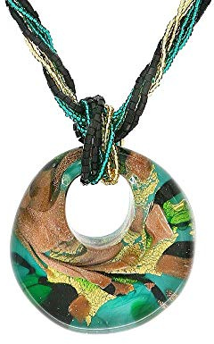 Venetiaurum - Collana Multifilo per Donna Con Medaglione In Vetro Originale Di Murano E Argento 925 - Gioiello Made In Italy Certificato