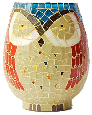 ZLHP Vase Handgemachtes Glasmosaik DIY Home Eule Desktop Dekoration