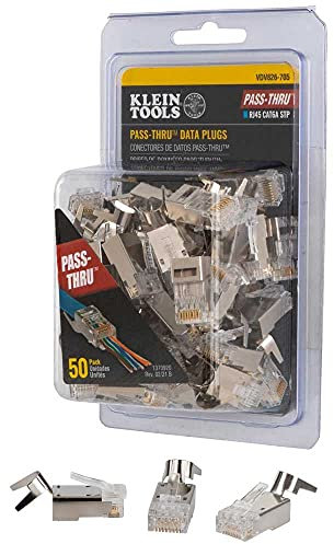 KLEIN TOOLS VDV826-705 Modular Data Plug for CAT6A Shielded Cable and Larger Diameter CAT6 Indoor or Outdoor Ethernet Cable, 50-Pack