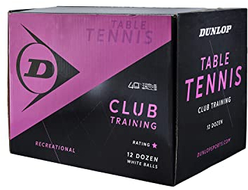 Dunlop Club Training 144er Box Tischtennis Bälle Weiß, Einsteiger Trainingsbälle
