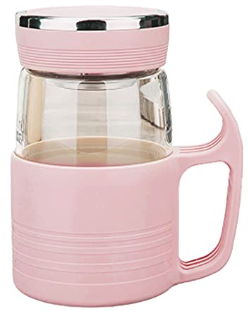 ZQDMYT Portable Sealed Carafe with Lid and Spout 450ml/15.2oz,Water Kettle with Filter,Glass Water Jug for Kid Gym Outdoor School Simple (Color : Pink)