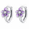 Qings Orecchini a Cerchio Fiore per Donne Argento Sterling 925 Viola Piccoli Moda di cartilagine Huggie per Ragazze Figlia Adolescenti