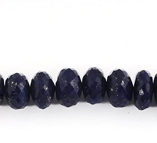 LKBEADS 1 Strand Natural Lapis Lazuli Faceted Rondelles - Lapis Roundelle Beads 10mm-12mm 10 Inches