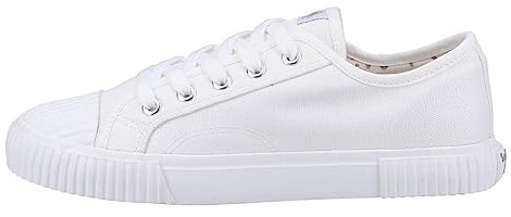 Hush Puppies Ladies Brooke Canvas Trainer, White, 4