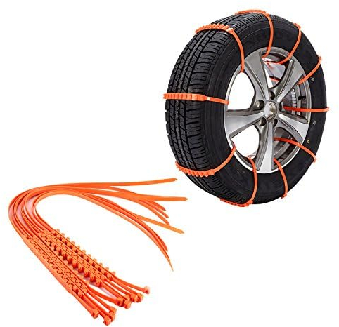 Reifen-Schneekette, 10 Stück Wiederverwendbare Notfall-Schnee-Reifenketten aus Nylon, Rutschfeste Blöcke, Reifenketten, Verdickte Sehnen, Auto-Sicherheits-Reifenketten, Winter-Fahrsicherheitsvorrichtu