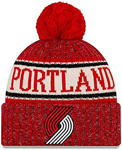 New Era NBA-Mütze für Erwachsene, Unisex, offizielle Sportstrickmütze mit Bommel, Portland Trail Blazers, Einheitsgröße