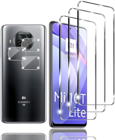 Kziwii 3+3 Stück Schutzfolie für Xiaomi Mi 10T Lite 5G Panzer Schutz Glas, 3 Panzerfolie und 3 Kamera Schutzglas,HD Displayschutzfolie, 9H Härte, Anti-Kratz, Anti-Bläschen für Xiaomi Mi 10T Lite 5G