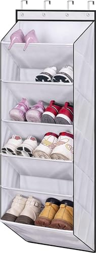 MISSLO 6 Regal Organizer über der Tür für Schuhe mit Tiefen Taschen Hängeorganizer Schuhregal für Schrank und Schlafsaal Tür Hängend 12-Paar Schmaler Türschuhregal, Weiß