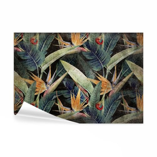 decomonkey Premium Fototapete Natur, 450x315 cm, XXL, Blumen Pflanzen Blatt | Grün, Gelb, Rot, Vlies, Schlafzimmer, Wohnzimmer, Design, Tapete, Fototapeten, Tapeten, Vliestapete, Wandtapete, moderne