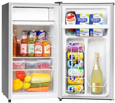 Manastin Mini réfrigérateur de 3,2 pieds cubes avec congélateur pour chambre, bureau, réfrigérateur compact Energy Star avec thermostat réglable, étagères en verre amovibles et porte réversible