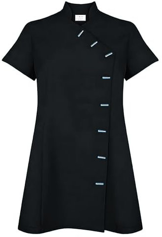 Ibex Tunique noire pour salon de beauté, spa, esthéticienne, massage, thérapeute, bleu ciel, Noir , 42
