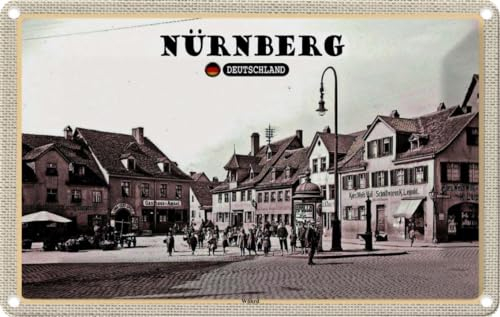 vianmo Blechschild 30x20 cm Nürnberg Wöhrd Altstadt Gemälde Metall Schild Wandschild