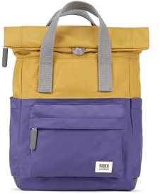 ROKA London Creative Waste Canfield B Kleiner Nylon-Rucksack (Mais/Maulbeere), Maisgelb, Maulbeerviolett