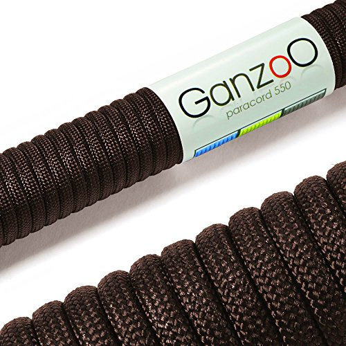 Ganzoo Paracorde 550, 4mm Corde, 3 Mètres, Polyester, Type 3-7 brins intérieurs, Le Bricolage de Laisse de Chien Collier Bracelet, Camping Survie et Outdoor Corde à Tout Faire, Chocolat