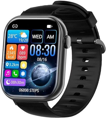 Blueshaweu Bracelet Compatible avec KIQULOV,AMZSA,AKUMAKA P45 Smart Watch Bracelet,Bande de Remplacement en Silicone Compatibles avec P45/HOETEK L31/Hwagol G20 Smartwatch (Noir)