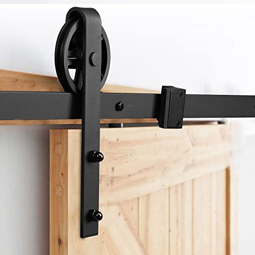 Jopassy Kit de herrajes para puerta corrediza 183 cm | Sistema Big Wheel | Capacidad 150 kg | Carril para puerta simple de madera