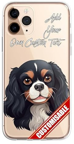 SmartGiftShop Personalised Custom iPhone Case Cute Dog Puppy Spaniel CLEAR Silicone Impact Case for iPhone 11 12 13 14 15 Ranges - CUSTOMISE ONLINE - Cavalier King Charles 5