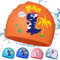 Dinosaurio Gorro de Natación de Niños, Impermeable Antideslizante Gorro Piscina Niña 3 a 12 Años, Gorro Natación Silicona, Gorro de Baño Piscina para Niños Niñas Pelo Largo y Corto