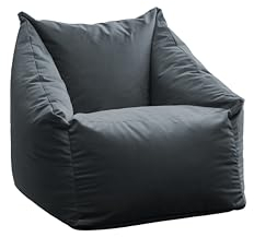 chilly pilley® Sitzsack aus samt Gaming Sitzsack Abnehmbar Bezug mit EPS-Füllung Runden, vielen Farben, Gross, grau