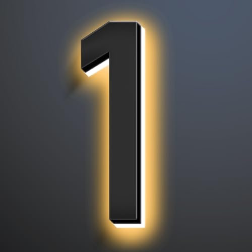 6 Inch Illuminated House Numbers For Outside, Backlit LED Home Address Signs, LED Address Lights For House, Light Up House Number Sign For Outdoor,1