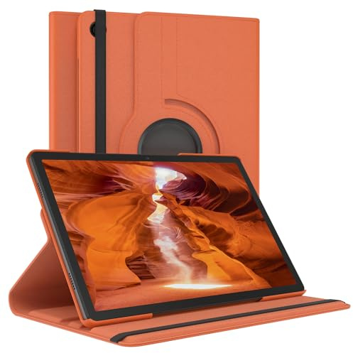 EAZY CASE - Tablet Hülle für Samsung Galaxy Tab A9 Plus Schutzhülle 11 Zoll Smart Cover Tablet Case Rotationcase zum Aufstellen klappbar 360° drehbar mit Standfunktion Tasche Kunstleder in Orange