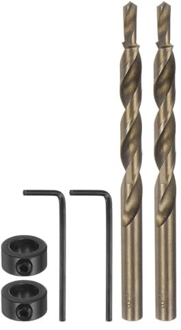 QUARKZMAN 2uds Bolsillo Agujero Taladro Barrena 5/16 Diámetro 13/64 Punta Redondo Vástago Reemplazo Giro Paso Taladro Barrena con M8 Profundidad Parada Collar y Llave para Carpintería