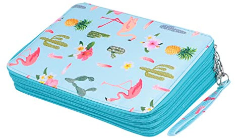 PHENOFICE 1pc Multi-Functional Pencil Case Large Capacity Zipper Pouch for Organizing Drawing Supplies Stylish Pu Material Flamingo for Students and Artists