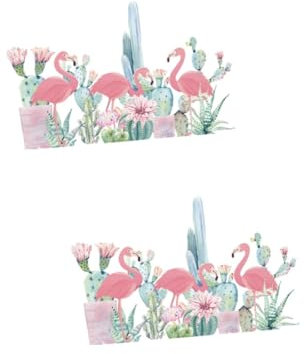 PRETYZOOM 2 Pièces décalcomanies en PVC room decor décoration pour Sticker salon cactus décoration pour la maison stickers muraux Sticker mural Flamant rose Sticker