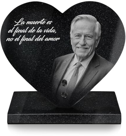 ETERNEL - Personalisierte Grabplatte Premium, Massiver Granitherz, Foto und Text lasergraviert, personalisierte Grabplatte mit Foto, Friedhofsplatte, Grabplatte, Grabstätte, Beerdigung, Verstorbener