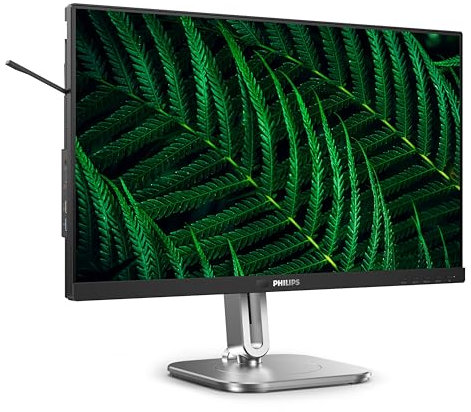 PHILIPS 24B2G5301-24 inch Full HD monitor, height adjustable, speakers, Adaptive Sync (1920x1080, 100 Hz, 1x HDMI 1.4, 1x DisplayPort 1.2, 1x USB-C (100W PD), USB Hub, RJ45) dark gray