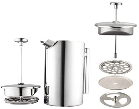 IMIKEYA Cafetera De Prensa Francesa Inoxidable Para Café y Filtro De Doble Capa Diseño y De Limpiar