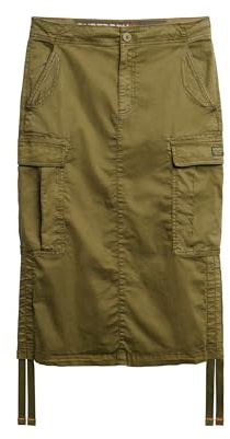 Superdry Damen Cargo-Midirock Verbrannt Olivgrün 36