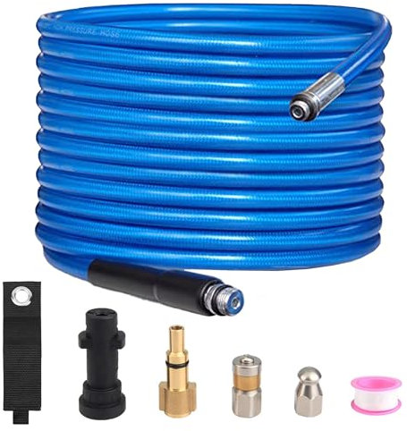 20 m Hochdruckreiniger, Ablaufschlauch-Reinigungsset, Abwasserstrahl-Set für Kärcher K2 K3 K4 K5 K6 K7 Serie & Lavor & Bosch Haushaltsdruckreiniger, 180 bar, Blau