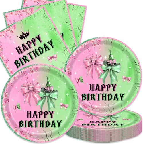 Aulecoo 40Pcs Wicked Party Decorations Plates Witch Princess Plates Napkins Wicked Party Supplies