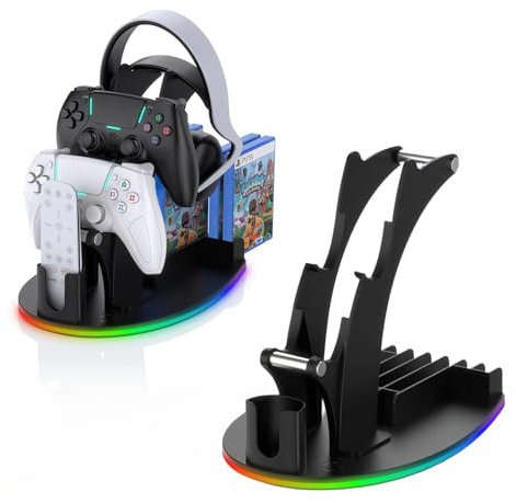 XUMIUZIY 4 in 1 Desktop Controller Halter, Controller Halter Headset Ständer mit RGB Lichtern, Headset/Gamepad/Fernbedienung/Disc Desktop Ständer für PS 5/PS 4/X Box Series X|S/Switch2