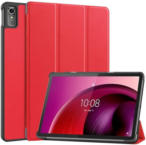 SATURCASE Case for Lenovo Tab M10 5G / Tab K10 Pro 5G 10.6 inch, PU Leather Flip Foldable Folio Stand Slim Light Auto Wake Up/Sleep Protective Tablet Cover (Red)