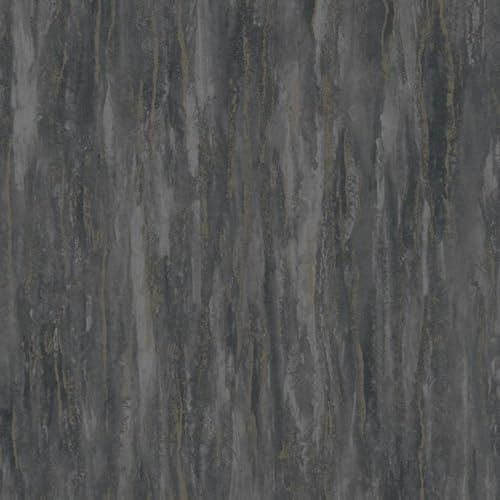 Grandeco Meteora Distressed Painted Plaster Effect Textured Wallpaper, Charocal Black