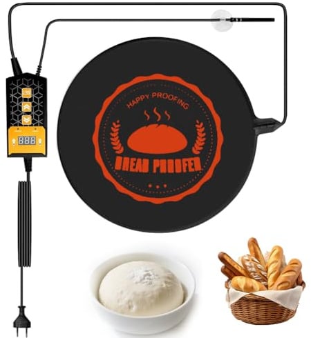 Gärbox Sauerteig, Brotwarmmatte Warmhalteplatte mit Thermostat, Brot Heizmatte für Zuhause Backen, Teig Proofing, Sauerteig Wärmer (Rund 32 * 32 * 4cm)