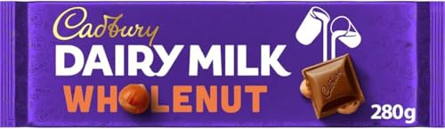 Cadbury Dairy Milk Wholenut Chocolate Bar, 280 g (Pack of 1) | Creamy Chocolate with Whole Hazelnuts, For Sharing, Gift Idea, Quality Ingredients