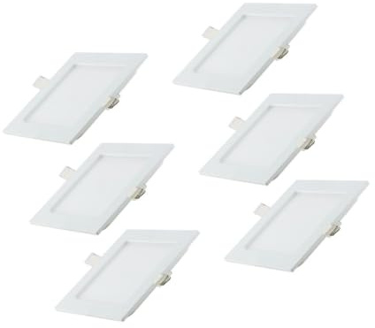 LUXULA 6 Stück LED Einbaustrahler Spots 18W 1880lm, matt weiß eckig | CCT 3000K 4000K 6500K einstellbar, Deckenspots flach, Deckenstrahler, Spotlight, 220x32mm