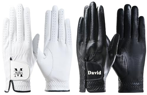 UIDMEN personalisierte Golfhandschuhe aus Leder mit Namensdruck. Linkshand-Handschuh für Rechtshänder. Ideal für Turniere & Alltag Golfer