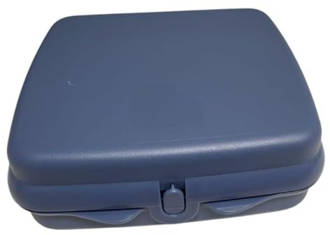 Tupperware Sandwich Box Storage Box Square with Hinge and Locking Mechanism Dark Blue