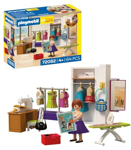 Playmobil MyLife Fashion Designer, Sewing studio with sewing machine and 6 outfits, Promotes creativity, Children's toy for ages 4 and up, 72082