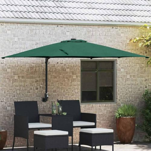 Parasol de jardin vert rectangulaire, 248,5 x 247,5 cm, inclinable, tissu d'ombrage en polyester résistant aux UV, cadre en acier, pour terrasse et balcon, protection solaire optimale, extérieur