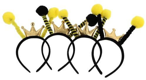 TEHAUX Bandeaux Insectes Antennes en Peluche et Éponge Couleur Aléatoire Lot de 4 Accessoires Créatifs pour Cheveux, pour Fête Costumée et Activités de Célébration