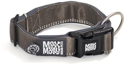 Max & Molly Gotcha! Hundehalsband Breit/37-57cm, Halsband Hund mit Smart ID, gepolstertes Neopren Halsband für Hunde, Stone, bequem, verstellbar