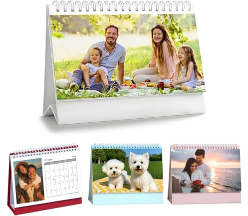 Personalisierter Tischkalender 2026 mit Fotos, individueller 13 Bilder, monatlicher Flip-Kalender, 21,1 x 17 cm, stehender Schreibtischkalender, DIY-Foto-Geschenk für Zuhause, Büro, Schule
