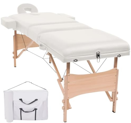 LoogCape Massageliege 3-Zonen klappbar höhenverstellbar mit Holzgestell und Tragetasche für Praxis Studio Wellness Spa Therapieliege Kosmetikliege Tattooliege