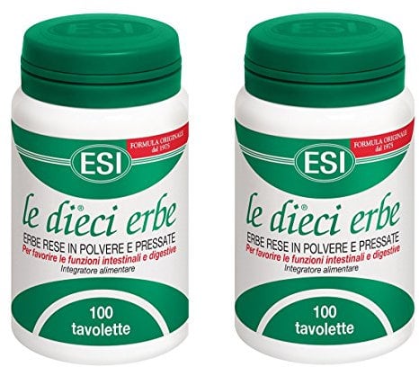ESI - LE DIECI ERBE 2 FLACONI DA 100 TAVOLETTE - stitichezza, intestino pigro, digestione